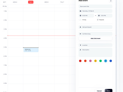 Adding event calendar dashboard event events meetings product design saas saas calendar ui ux web