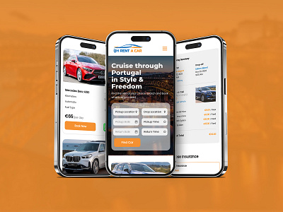 QH Rent a Car: Elevating Mobility with Intuitive UI/UX Design animation branding car rental app ui design figma graphic design logo rent a car business ui rent a car business website ui ui ux ux design