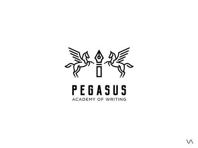 Pegasus logo brand branding design elegant flat graphic design horse illustration lineart linelogo logo minimal modernlogo penlogo unique vector wings wingslogo writing