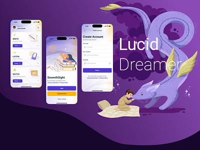 Lucid Dreamer | Dreams Mobile App analysis dreams figma mindmap mobile app self care sleep ui kit user flow uxui wireframes