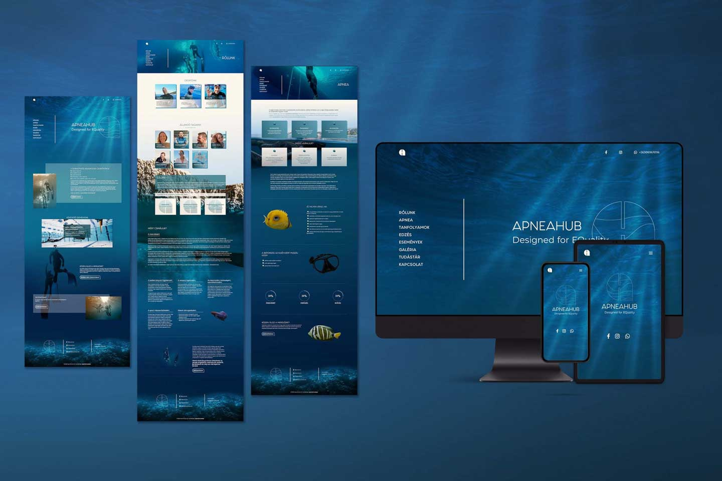Apnea - Website design and sitebuilding for freediving courses dive diving freediving ocean see ui ui design underwater user experience ux ux design webdesign website website design