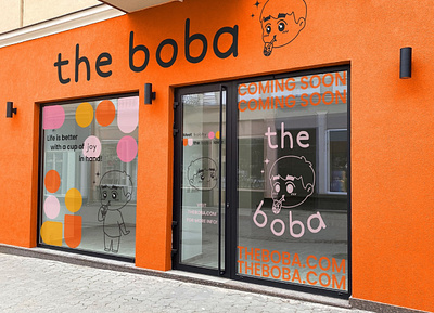 The Boba brand design branding branding identity brandmark bubble tea cafe branding cafe logo cute branding cute design graphic design logo logo branding logo design logo mascot mascot design signage design vibrant design