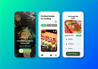 UI UX Design For Recipe Application app design figma food landing page mobile ui ux prototyping recipe ui ux