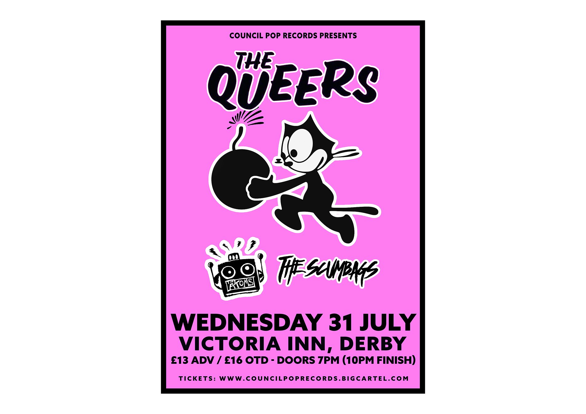 THE QUEERS FLYER band logo bands cat derby diy felix gig poster logo poster promo punk rock show the queers typography
