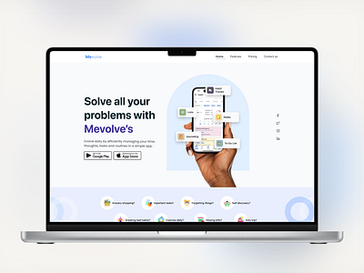 Mevole - Todoit App app designer homepage kalarmoon landing page minimal product design trending ui ux website wireframe