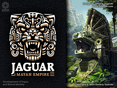 Jaguar Mayan Empire ancient animal beast branding cat jaguar jungle logo mayan empire mayan style
