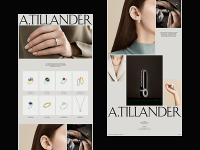 A.Tillander landing page design desktop jewellery landing page ui