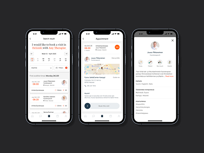 Fysios app app booking healthcare ui