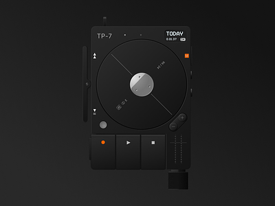 TP - 7 | Teenage Engineering black ui buttons dark industrial design music music player orange pause play product design teenage engineering vintage player vintage products