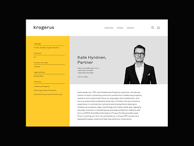 Krogerus contact page desktop lawyer ui ux website