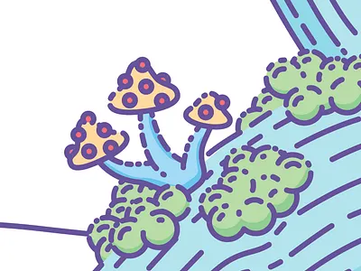 Mushrooms from my pond illustration (WIP) adobe illustrator illustration moss mushroom tree vector