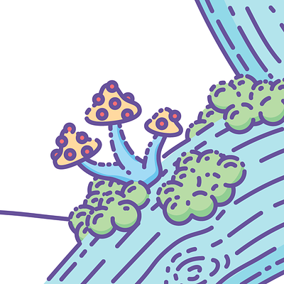 Mushrooms from my pond illustration (WIP) adobe illustrator illustration moss mushroom tree vector