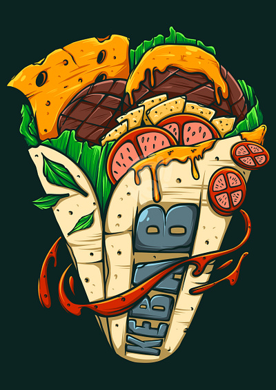 KEBAB art character design doodle fastfood food illustration junkfood kebab menu popart restaurant