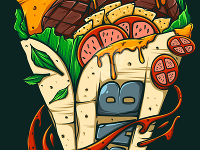 KEBAB art character design doodle fastfood food illustration junkfood kebab menu popart restaurant