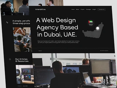 Inneraktive - Design Agency Home Page abdurrahman husain agency barkahlabs clean dark design agency digital digital agency home page landing page minimal ui ui design web web design