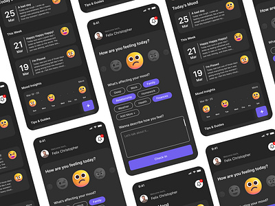 Mood Tracker App - Visual Exploration app application brand branding design graphic design illustration ios app iphone mental health minimalist mobile modern tech ui ui design ui ux ux ux design vector