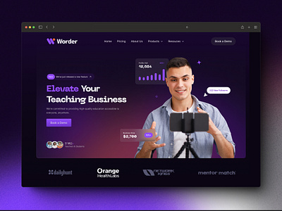 Worder dark education modern website