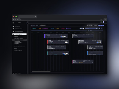 Timeline Dark 1 app card cargo contentswitcher dashboard design figma filter fleet horizontalscroll operator plane product search tagandchips timeline ui ux web