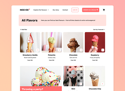 Daily UI 012 - E-commerce Shop app design daily ui design e commerce filter ice cream online shop ui ui design ux ux design webdesign