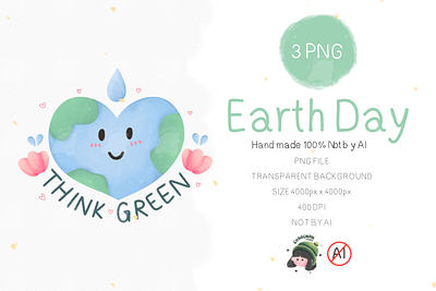 Earth Day Clipart , Think Green branding clipart design earth day element graphic design illustration logo vector