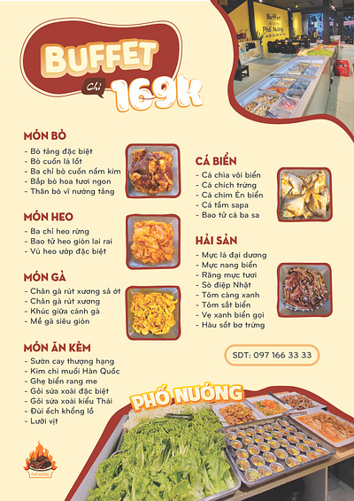 Menu PHỐ NƯỚNG branding food graphic design illustration media menu typography