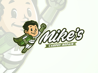 MIKE'S Carpet Repair animation branding carpet repair character character design cooling gaming logo graphic design heating home service hvac landscaping logo mascot plumbing