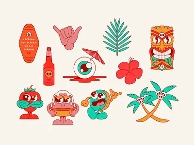 Ono Hawaiian Style Shave Ice Illustration Pack brand identity brand illustration brand ilustrations branded illustration branding character character design character illustration graphic design hawaiian hawaiian brand identity illustration illustration pack retro retro character retro characters vector vector illustration