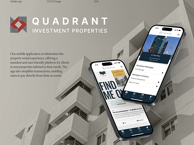 Quadrant | Real Estate Mobile Application accomodation booking figma locations mobile app profile property property management real estate renting uxui