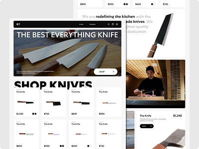 Kitchen Knife E-commerce culinary e com e commerce food kitchen landing page modern ui