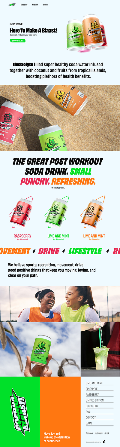 COCHA BLAST LANDING PAGE branding designer figma graphic landing page product soda style ui web webdesign