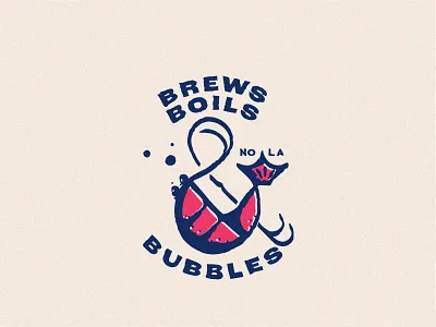 Brews Boils & Bubbles logo ( Crawfish Ampersand ) ampersand beer blue boil brand branding brew bubble crawfish design graphic design illustration logo mark new orleans nola red typography vector