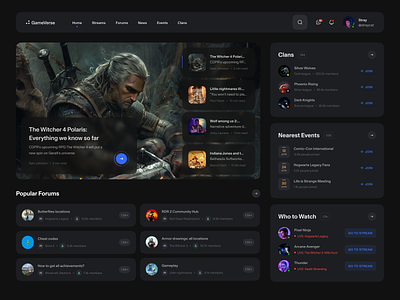 Gaming Community Platform 2d clean community design desktop game gaming gaming community gaming platform gotoinc ui uiux design user interface web web design web ui