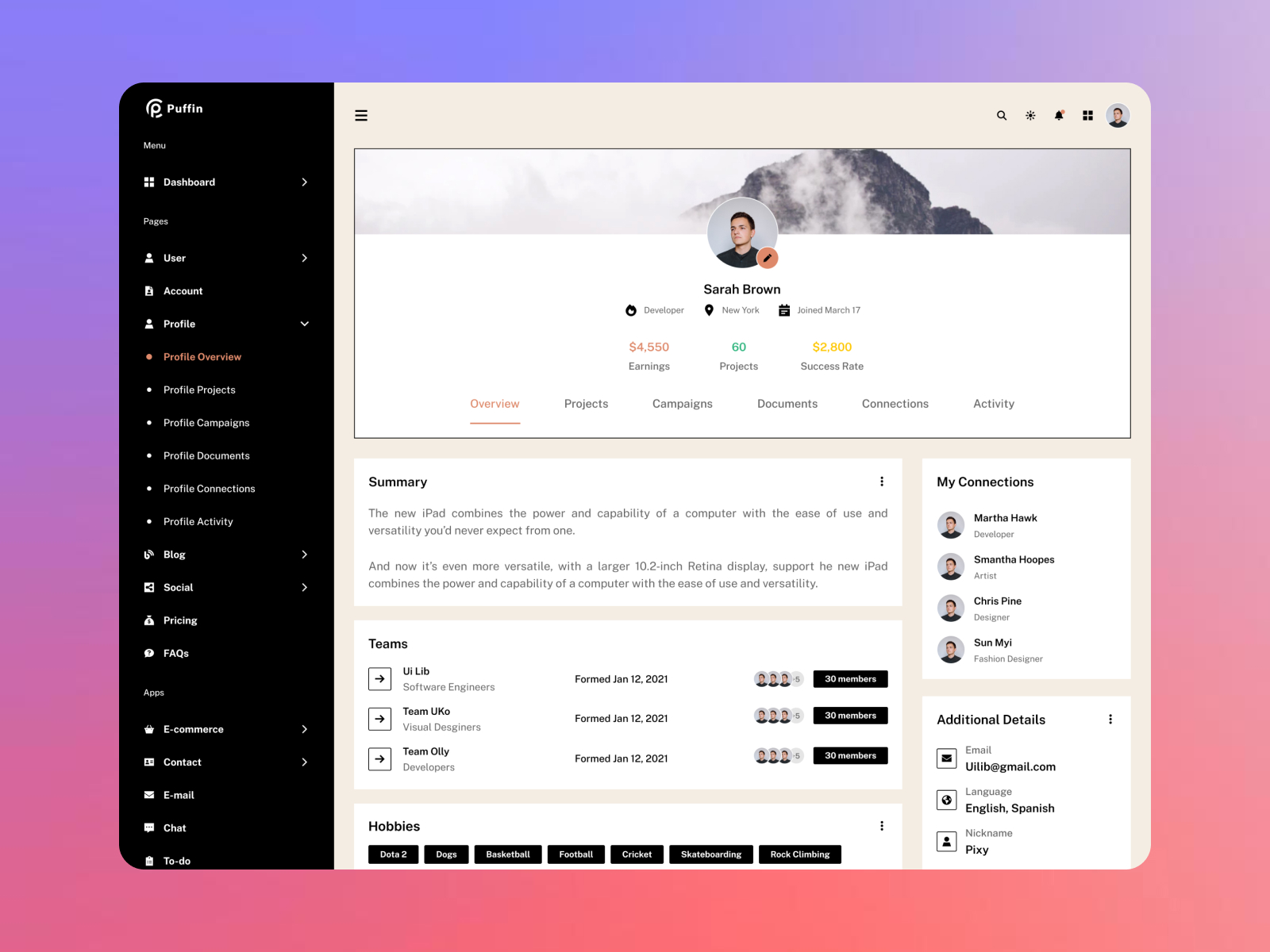 Profile Pages Design By Kalyan Bhattacharjee Tanmoy On Dribbble