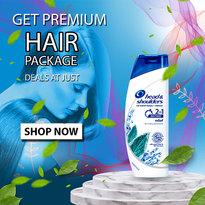 White Blue Shampoo Minimalist Natural haircare Product. branding graphic design logo social media post design