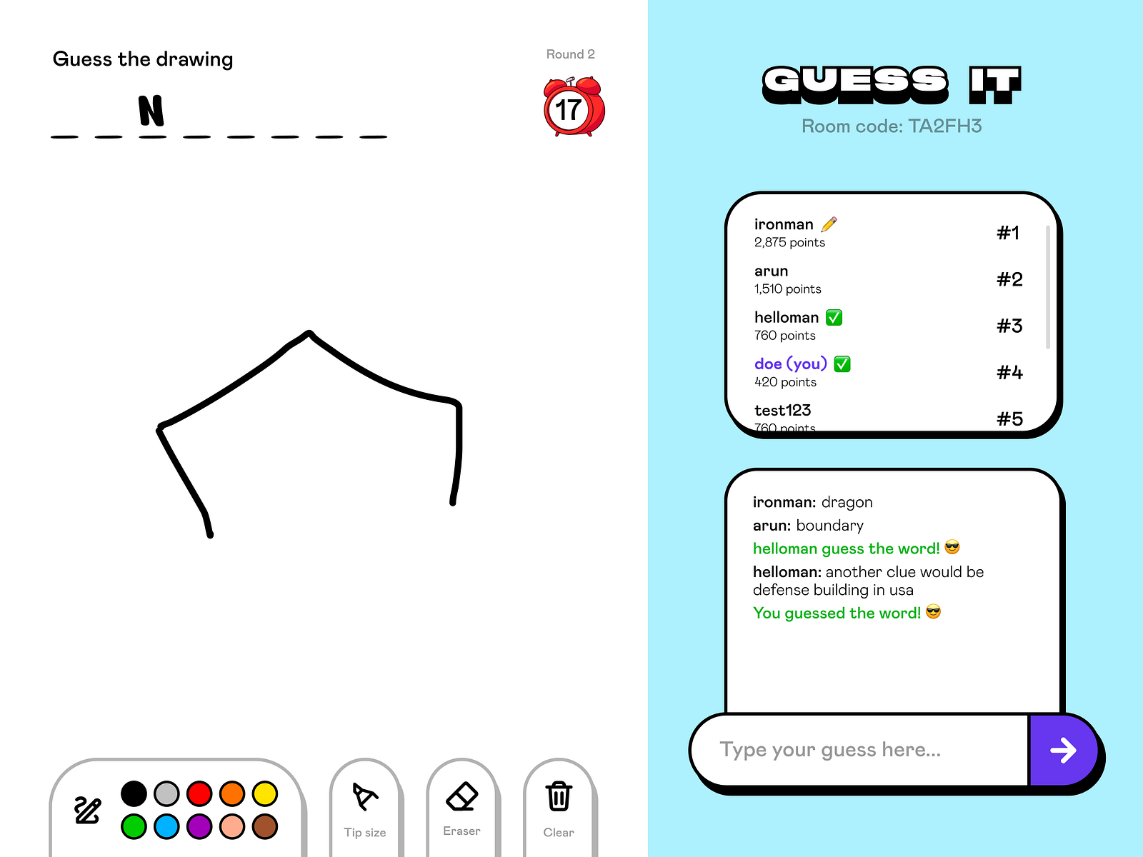 GUESS IT - Drawing Web Game Canvas UI Design by Girish on Dribbble