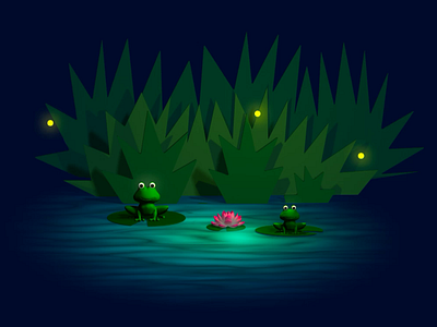 3D Lake View At Night - Interaction With Spline 🐸 3d 3d modeling animation environment design game development lake motion graphics night spline ui