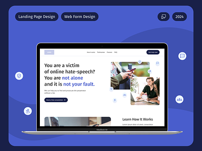 Landing Page and Web Form Design adaptive design cyberbullying desktop figma landing page landing page design law law firm lawyer legal legal consultation mobile web design web form