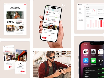 Nooka Your Space admin app booking clean community creative dashboard design heymuny hybrid mobile mobile app network office product design remote ui ux website workspace