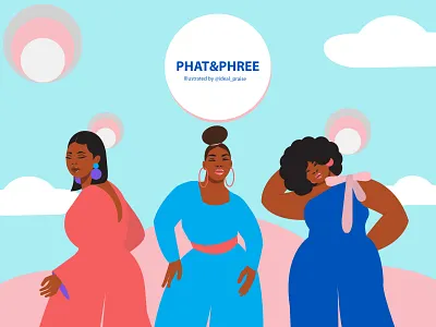 Phat & Phree Brand Illustration 2d art blackwomen brand illustration branding character confidence design digital illustration fashion illustration fitness girls graphic design illustration illustrator love mental health vector wellness women