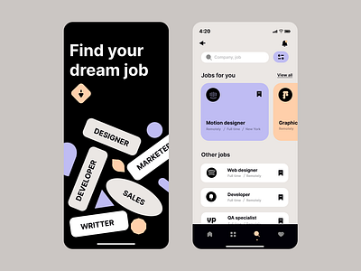 Day#9 Find-job Search App app design branding daily challenge design figma mobile app product design ui user centered design user flow ux