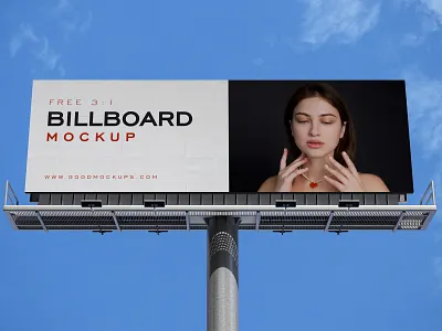 Free Clear Sky Hoarding / Billboard Mockup PSD billboard mockup free download free mockup hoarding mockup mockup mockup psd outdoor advertising mockup outdoor mockup psd