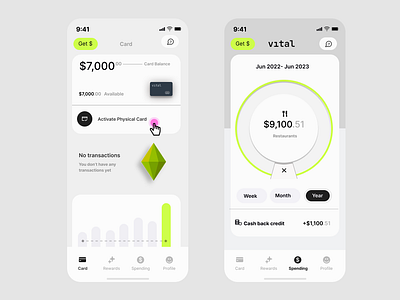 Day#11 Vital Card iOS App app design bank app design figma mobile app product design ui user centered design user centric interfaces user friendly ux