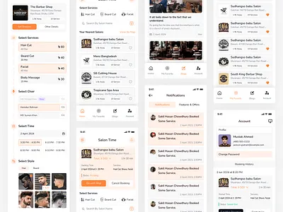 Barber Shop Service Booking App barber scheduling app barber shop barber shop service booking app clean app hair cutting design mobile app parlour product design salon app salon finding app ui ui ux user experience user interface design web design website design