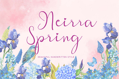 Neirra Spring beautiful branding design font font design graphic design handwritten illustration invitations logo spring ui wedding