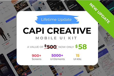 Capi Mobile UI Kit - Lifetime Update android ui kit app app design app ui app ux design figma ios ui kit mobile design mobile ui mobile ui kit sketch ui kit ui kit psd ui mobile ux ux app ux design