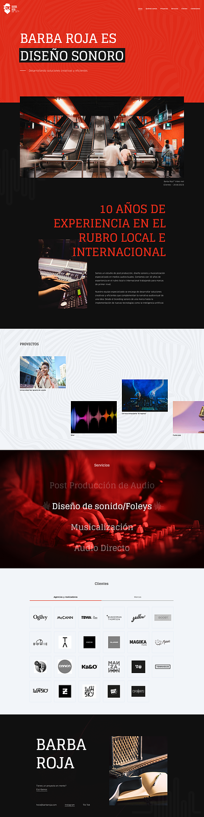 Barba Roja Web audio design interface layout music red ui ux web webdesign
