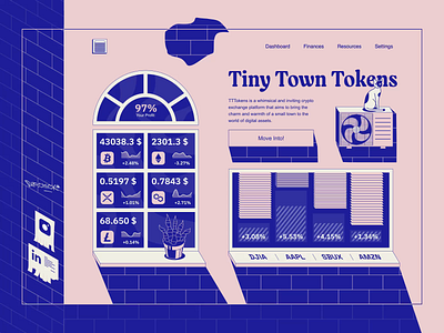 Tiny Town Tokens — Crypto Concept ai animation artificial intelligence business concept crypto data graphic design graphs illustration landing moodboard motion platform saas startup ui user experience ux website