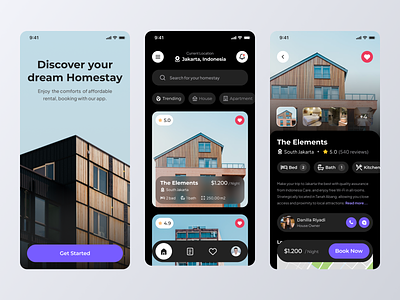 Mobile App - Real Estate🏡 3d animation booking booking app branding building graphic design holidays homestay house layout mobile app nightroom payment real estate real estate layout rental staycation ui villa