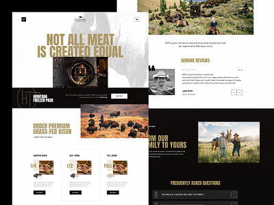 Hightail Ranch Landing Alternate beef bison branding cooking ecom ecommerce farm grid grid layout interface meat mockup ranch shipping ui ux video web design website