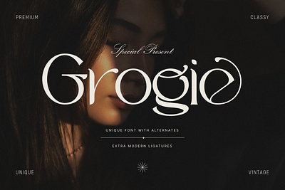 Grogie - Modern Serif Font branding display fonts logo modern modern font playfull sans serif serif typeface